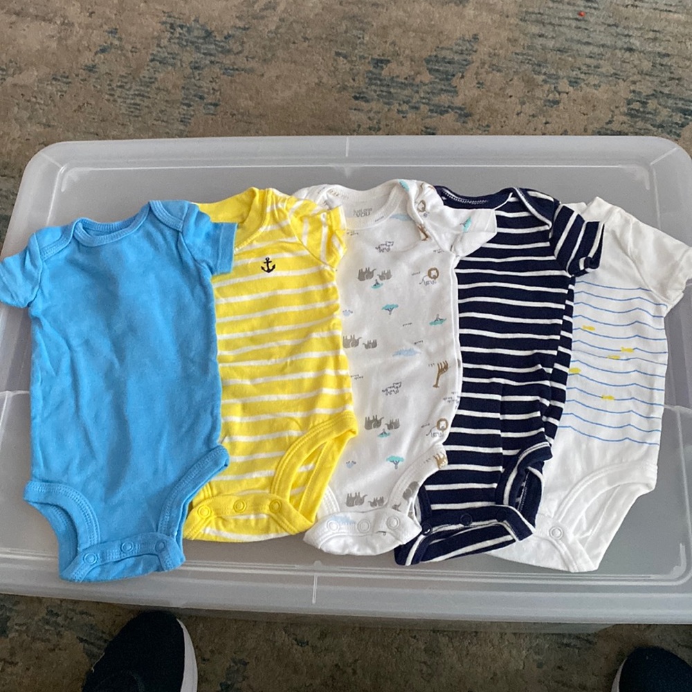 Bundle of 5 newborn short sleeve onsies gently used
